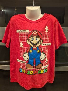 Nintendo Super Mario Kid's Boys Sz 7 Red Short Sleeve Graphic Tee Unisex
